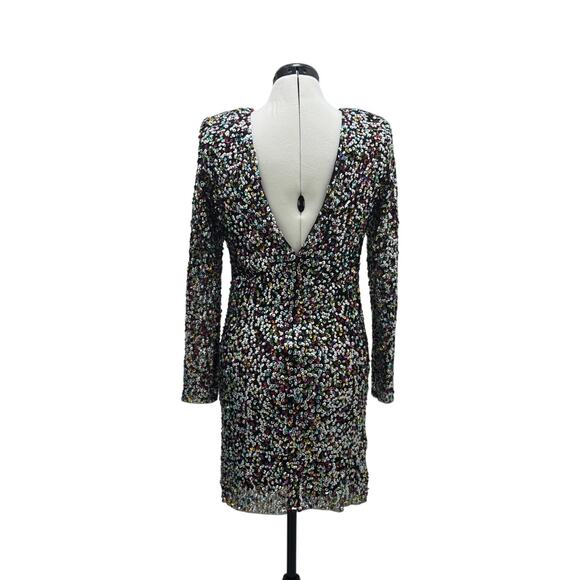 MANGO Long Sleeve Rainbow Sequin Dress SIZE 6 - Picture 2 of 5